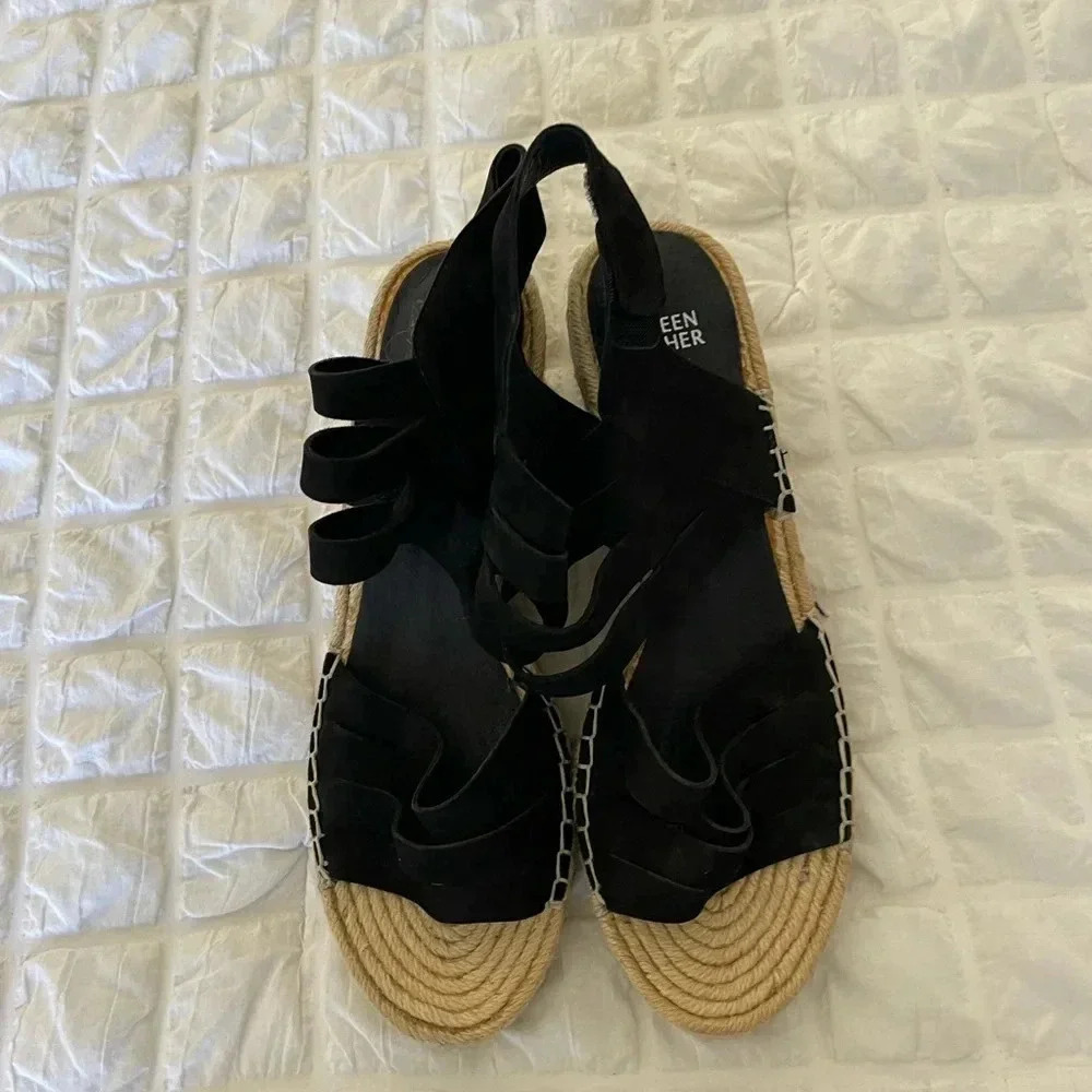 Eileen Fisher black wedge espadrilles